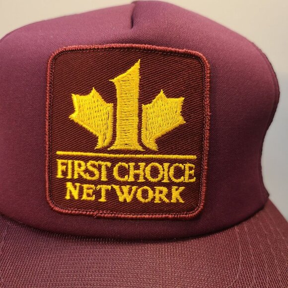 Vintage 90s Trucker Hat First Choice Network Patch Mesh Adjustable Hat - Picture 2 of 8